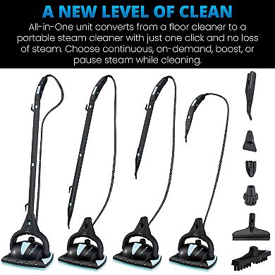 Euroflex Vapour Pro Hybrid Steam Mop & 18-Piece All-in-One Steam Cleaner with Ultra Dry Steam™ Technology (M4S)