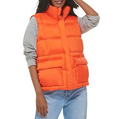 Orange puffer vest womens hot sale