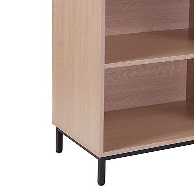 Emma and Oliver 4 Shelf 29.5"H Open Bookcase Storage in Oak Wood Grain Finish