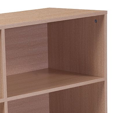 Emma and Oliver 4 Shelf 29.5"H Open Bookcase Storage in Oak Wood Grain Finish