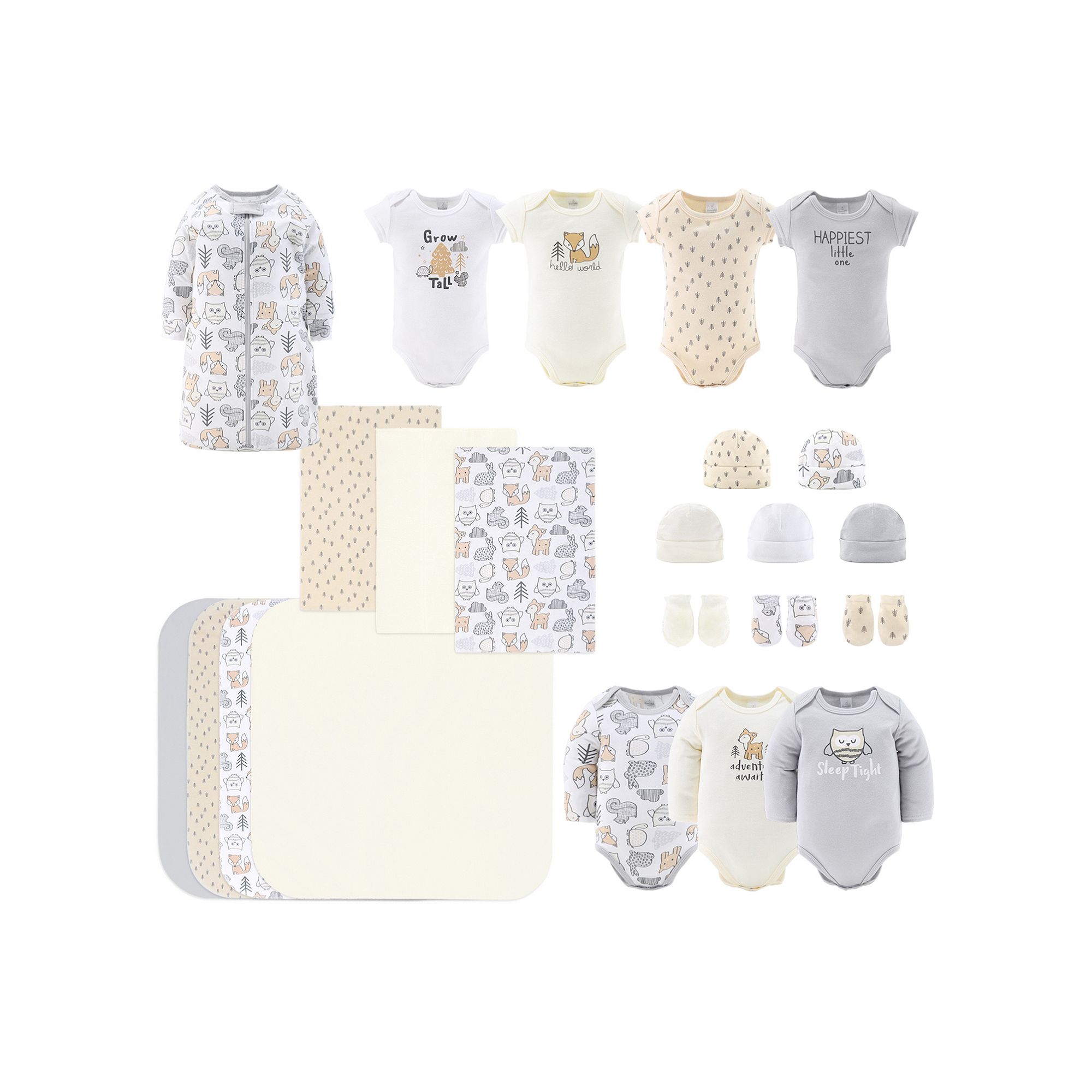 The Peanutshell 23-Piece Baby Gift Set, Boys, Size: 0-3 Months, Sleepy Gre