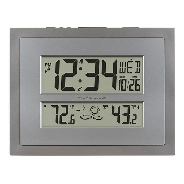 La Crosse Technology Atomic Digital Gray & Silver Contemporary Clock, 512-85937-Int