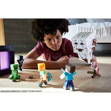 Mattel Minecraft Bees Shirt Steve Action Figure 3.25-inch With Portal Piece