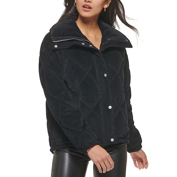 DKNY Womens Sport Velour Puffer Jacket Black XS