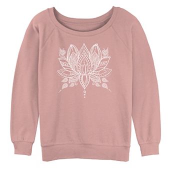 Juniors' White Lotus Flower Oversized Graphic Sweatshirt