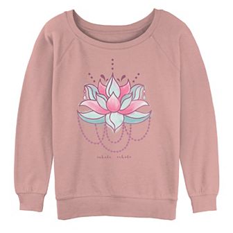 Juniors' Lotus Watercolor Fill Oversized Graphic Sweatshirt