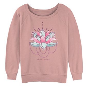 Juniors' Lotus Watercolor Fill Oversized Graphic Sweatshirt