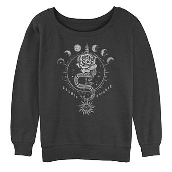 Juniors' Cosmic Dreamer Lunar Phases Rose Oversized Graphic Sweatshirt