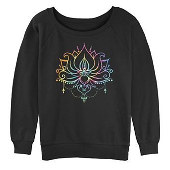 Juniors' Radial Tie Dye Lotus Bloom Oversized Graphic Sweatshirt
