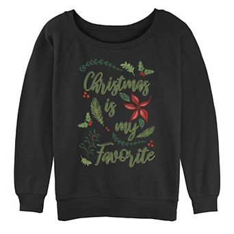 Juniors' Christmas Is My Favorite Ferns & Floral Design Graphic Pullover