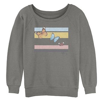 Juniors' Butterfly Retro Lines Oversized Graphic Sweatshirt