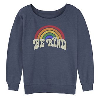Juniors' "Be Kind" Retro Rainbow Oversized Graphic Sweatshirt