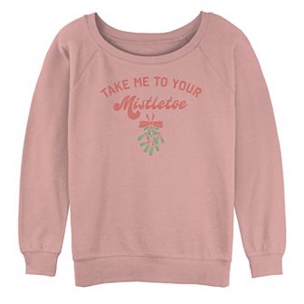 Juniors' "Take Me To Your Mistletoe" Christmas Oversized Graphic Sweatshirt