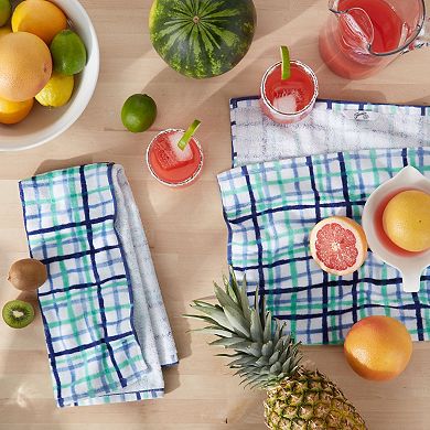 Fiesta Watercolor Plaid Kitchen Towel 2-pk.