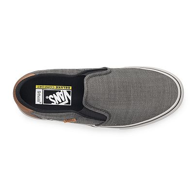 Vans Asher DX Men s Slip On Shoes Size 7.5 Black Gray