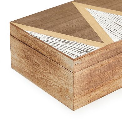 Small Wooden Decorative Box with Lid and Tassel for Jewelry, Trinket Storage (9.4 x 6 x 3 In)