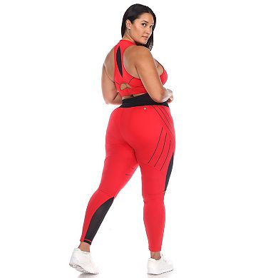 Plus Size Cut Out Back Mesh Sports Bra & Leggings Set