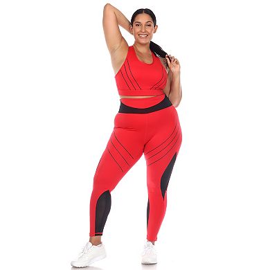 Plus Size Cut Out Back Mesh Sports Bra & Leggings Set