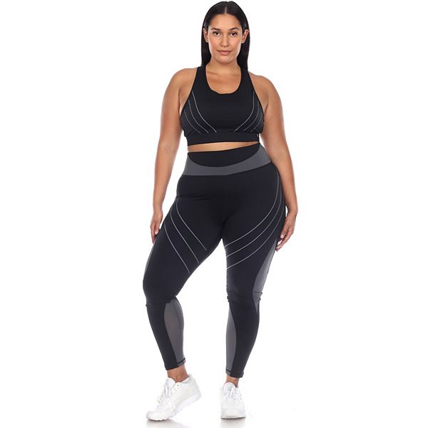 Black Crescent Moon Print Mesh Sports Bra & Leggings Set