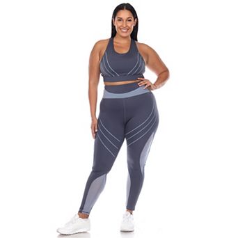 Plus Size Cut Out Back Mesh Sports Bra & Leggings Set