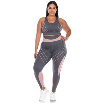 Plus Size Cut Out Back Mesh Sports Bra & Leggings Set
