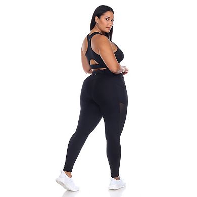 Plus Size Racer Back Sports Bra & Mesh Leggings Set