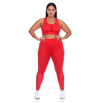 Plus Size Racer Back Sports Bra & Mesh Leggings Set