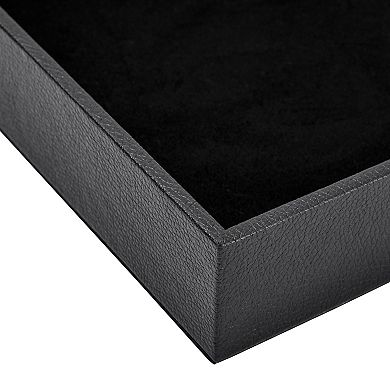 2 Pack Faux Leather Catchall for Men, Valet Tray Organizer, Black, 10 x 8 x 2