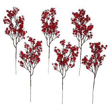 Silk Artificial Baby's Breath Flowers with Stem, Red Babies Breath ...