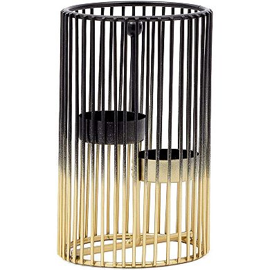Juvale Metal Candle Holder Set, Gold and Black Modern Table Decor (2 Sizes, 2 Pieces)