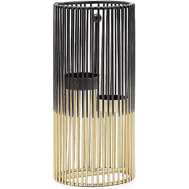 Juvale Metal Candle Holder Set, Gold and Black Modern Table Decor (2 Sizes, 2 Pieces)