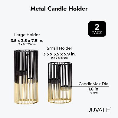 Juvale Metal Candle Holder Set, Gold and Black Modern Table Decor (2 Sizes, 2 Pieces)