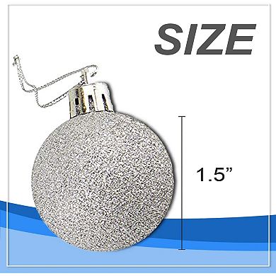 Mini Shatterproof Glitter Christmas Tree Ball Ornaments (Silver, White ...