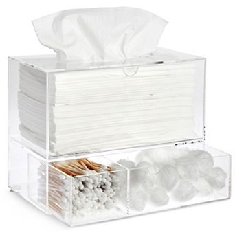 Acrylic Tissue Dispenser Box with Pull Out Drawer for Bathroom, 9.3 x 7 x 5 in