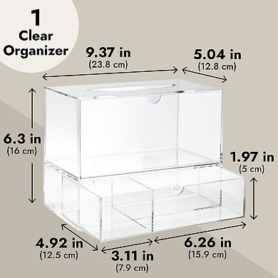Acrylic Tissue Dispenser Box with Pull Out Drawer for Bathroom, 9.3 x 7 x 5 In