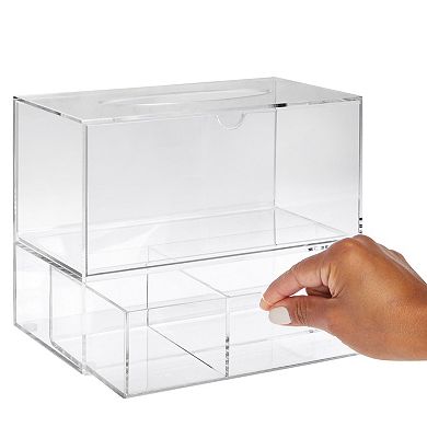 Acrylic Tissue Dispenser Box with Pull Out Drawer for Bathroom, 9.3 x 7 x 5 In