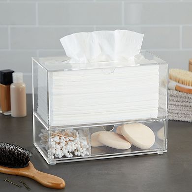 Acrylic Tissue Dispenser Box with Pull Out Drawer for Bathroom, 9.3 x 7 x 5 In