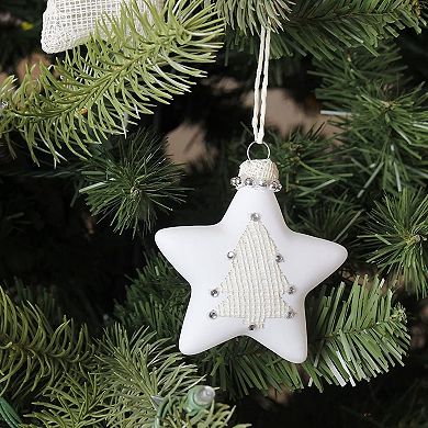 12 Pack Rustic Glass Star Ornaments For Christmas Tree,assorted Designs,3x6.2x1"