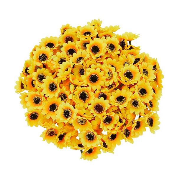 Artificial Sunflower Heads, Bulk Yellow Silk Flower Decorations (1.6 In
