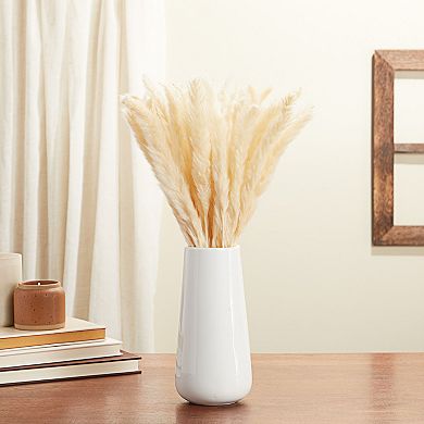 40x Natural Dried Pampas Grass with White Ceramic Vase for Bathroom and Home 16"
