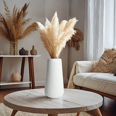 40x Natural Dried Pampas Grass with White Ceramic Vase for Bathroom and Home 16"