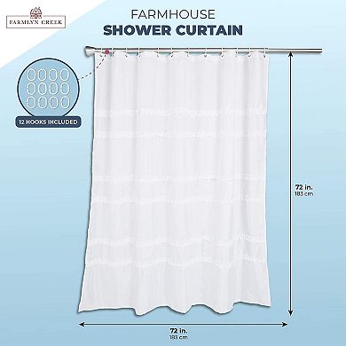 Farmhouse Shower Curtain Set with 12 Hooks, Rustic Bathroom Decor (72 x 72 in)