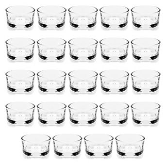 24 Pack Glass Tealight Candle Holders for Wedding Table Centerpieces, Party Decorations (1 x 2 in