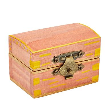 12 Pack Wooden Boxes for Crafts, Small Unfinished Wood Treasure Chest Style Box with Front Clasp, Pirate Decorations (2.3 x 1.5 Inches)