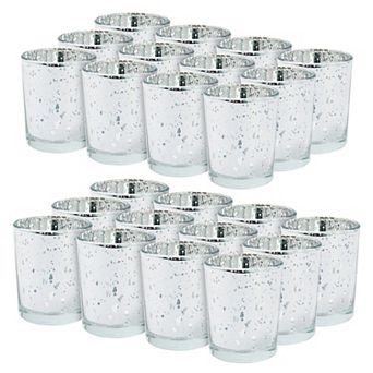 24 Pack Silver Mercury Glass Candle Holder for Votive Candles (2.2 x 2.6 In)