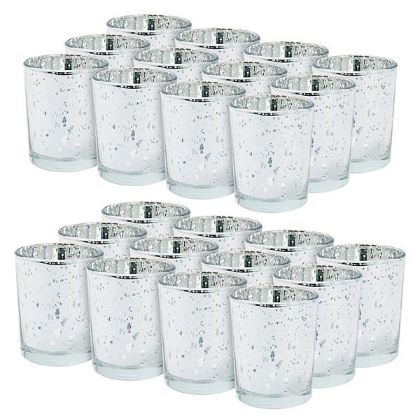 24 Pack Silver Mercury Glass Candle Holder for Votive Candles (2.2 x 2. ...