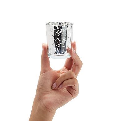 24 Pack Silver Mercury Glass Candle Holder for Votive Candles (2.2 x 2.6 In)
