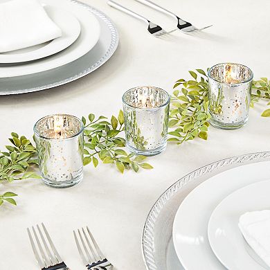 24 Pack Silver Mercury Glass Candle Holder for Votive Candles (2.2 x 2.6 In)