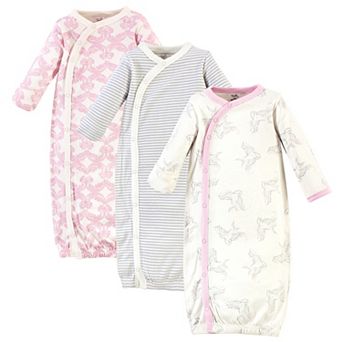 Touched by Nature Baby Girl Organic Cotton Side-Closure Snap Long-Sleeve Gowns 3 pk