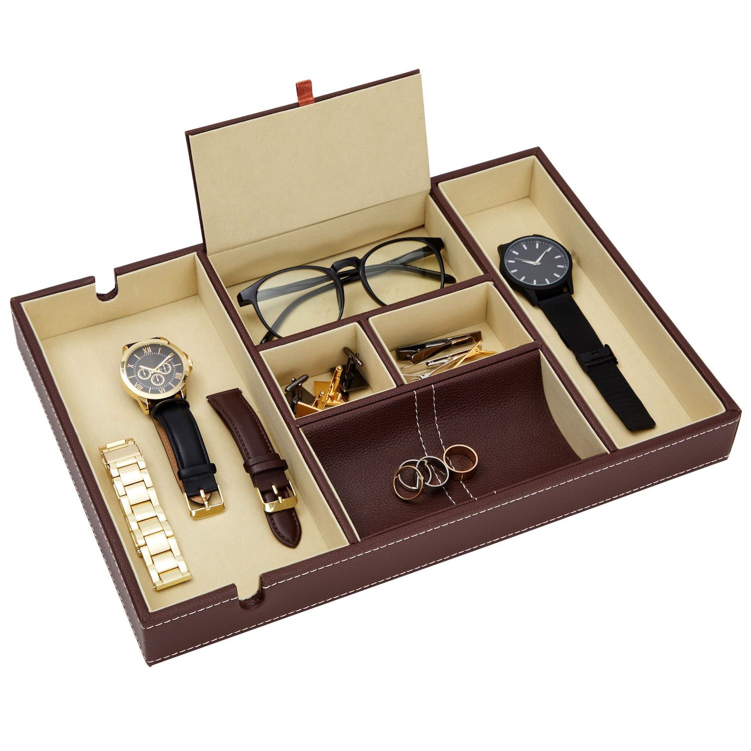 Navigator Large Dresser Valet Tray & Mens Jewelry Box Organizer - Watch  Box Orga